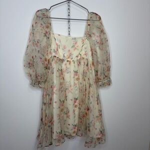 Storia Cream and Pink Floral Dress